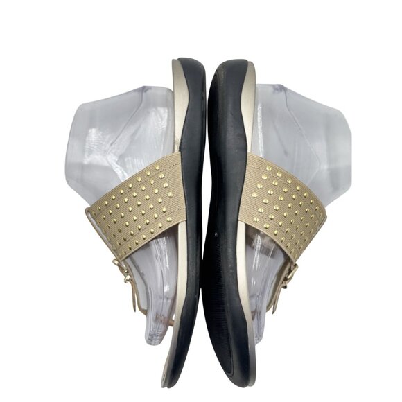 Soft Style Hush Puppies Womens 9.5 Gold Studded Slip-On Adjustable Strap - Picture 6 of 13